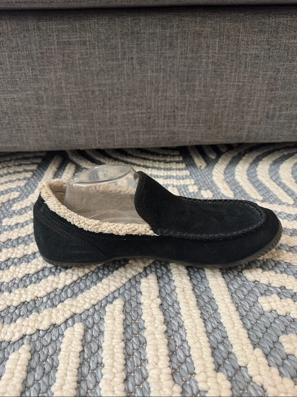 Sorel Falcon Ridge Black Suede Slippers Men's Size 10 Sherpa Lined House Shoes